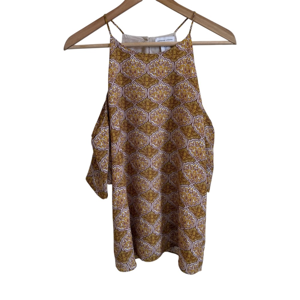Adrienne Vittadini Paisley Print Halter Top Sleeveless Blouse Size S‎